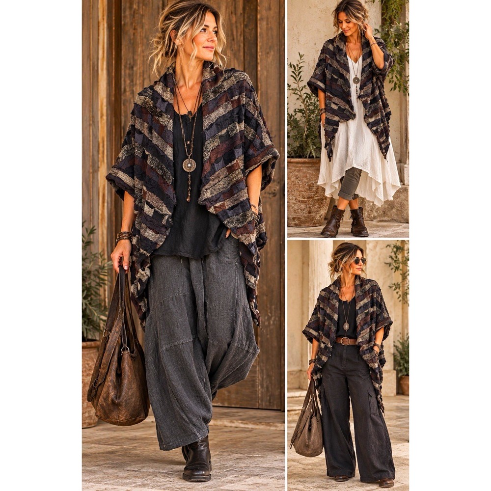 Dress To Kill by Jane Mohr Unstructured Cocoon Sweater Jacket Artsy Lagenlook
